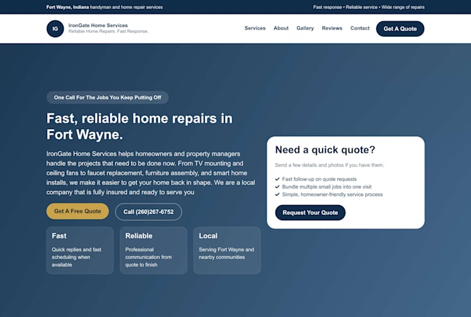 design construction website, roofing or contractor website
